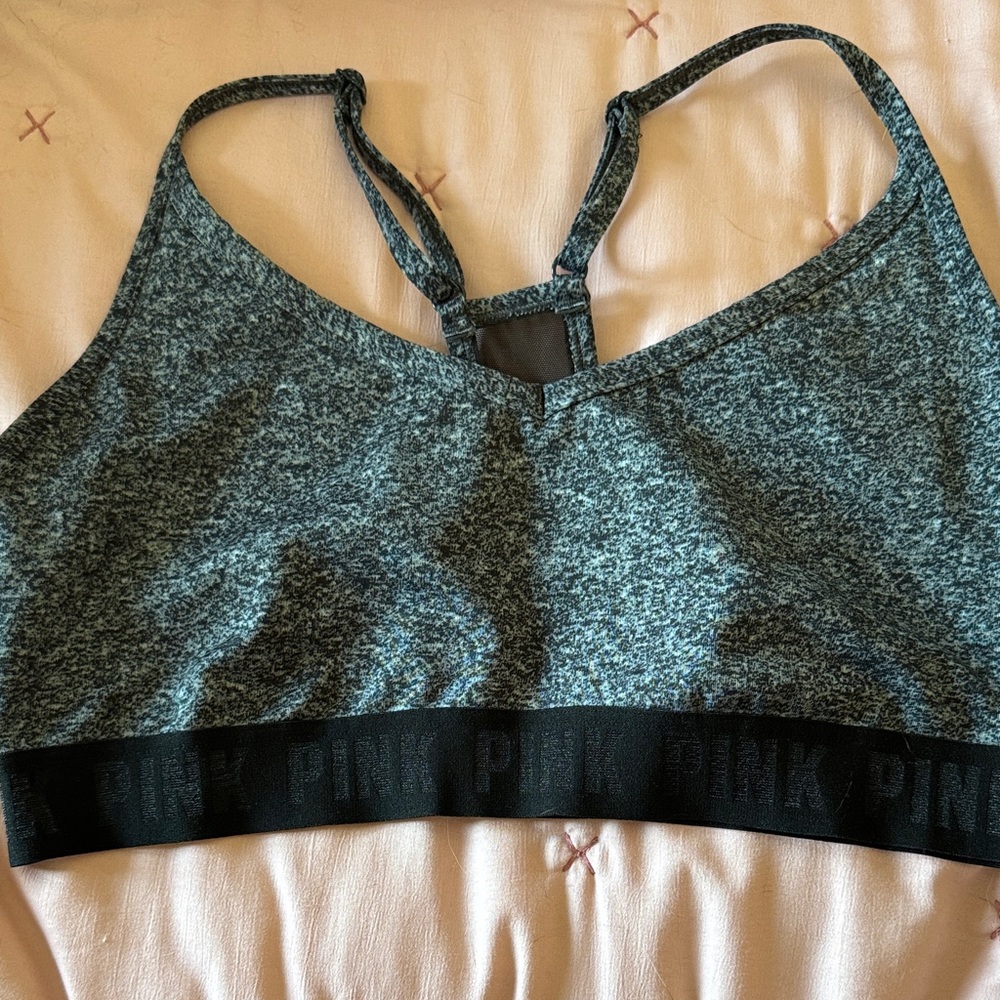 PINK Victoria's Secret Blue Heather Sports Bra